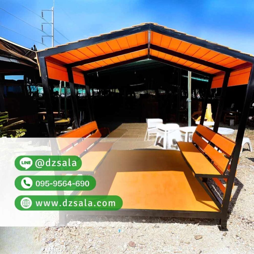 ศาลาโครงเหล็ก ศาลานั่งเล่นเหล็กราคาถูก ศาลาโมเดิร์นโครงเหล็ก