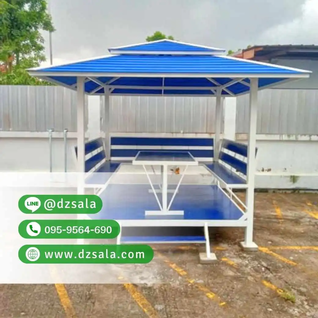 ซุ้มศาลาเหล้ก ศาลาโครงเหล็กราคาถูก ศาลาพักผ่อน 2×2 (1)