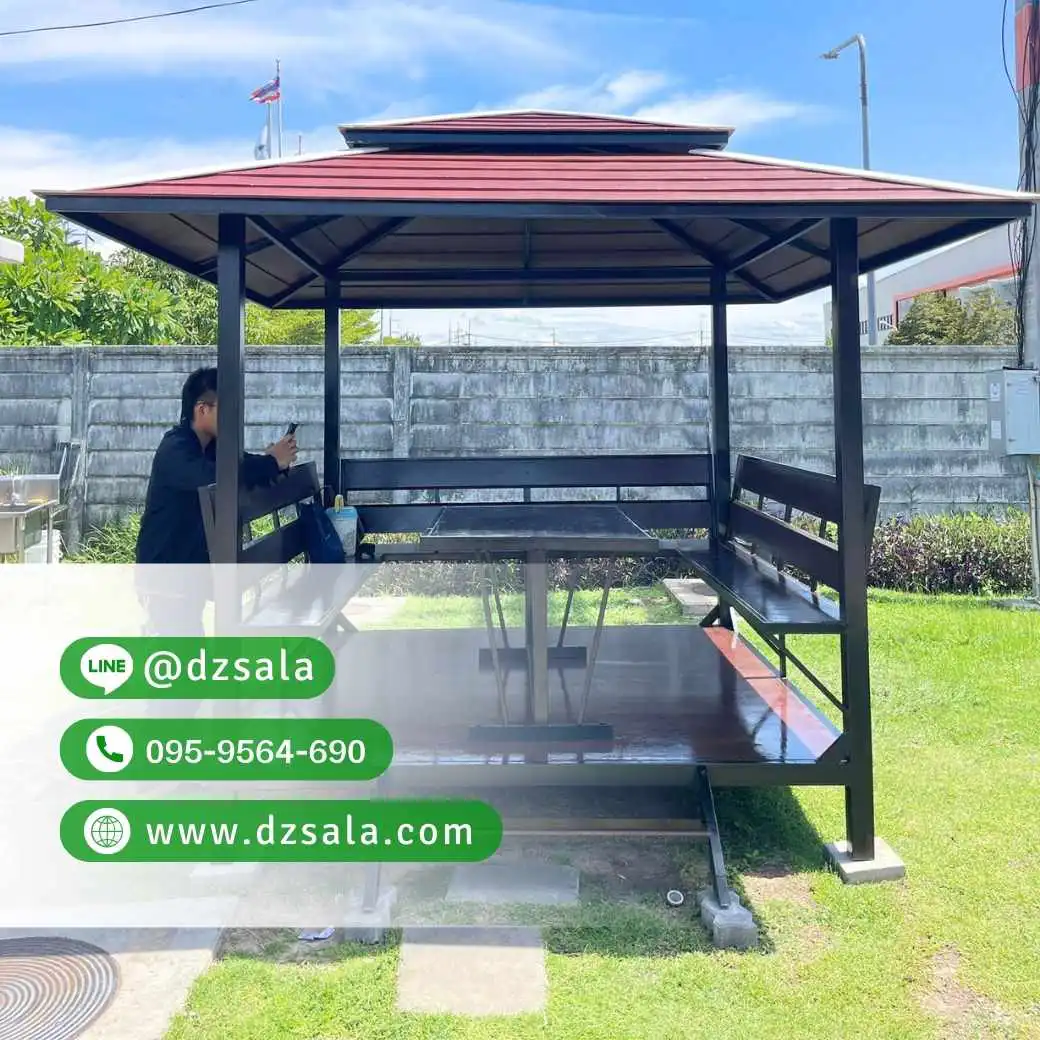 ซุ้มศาลาเหล้ก ศาลาโครงเหล็กราคาถูก ศาลาพักผ่อน 2×2 (10)