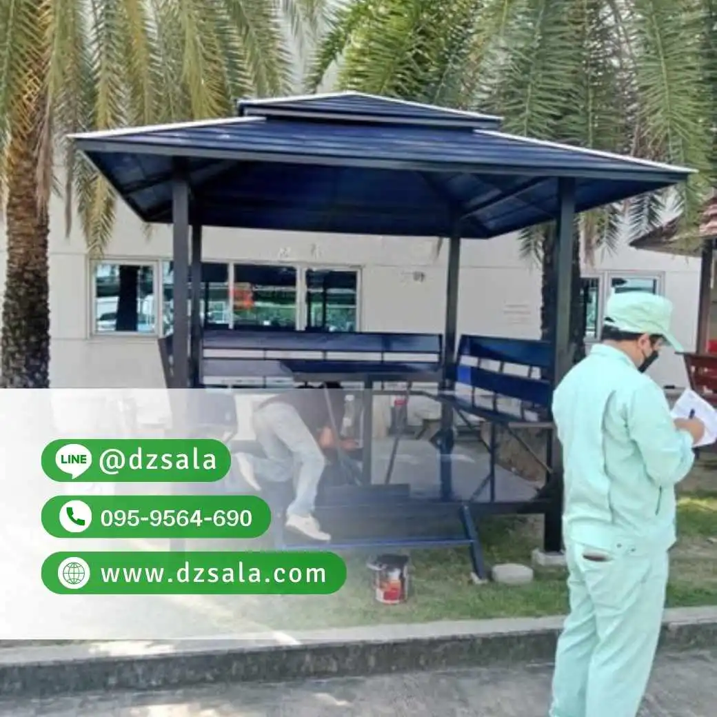 ซุ้มศาลาเหล้ก ศาลาโครงเหล็กราคาถูก ศาลาพักผ่อน 2×2 (14)