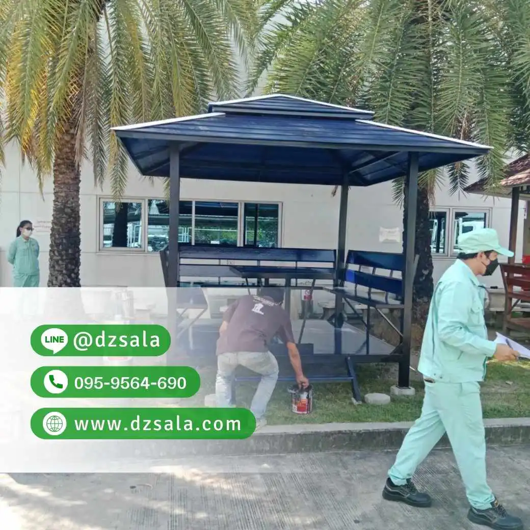 ซุ้มศาลาเหล้ก ศาลาโครงเหล็กราคาถูก ศาลาพักผ่อน 2×2 (15)