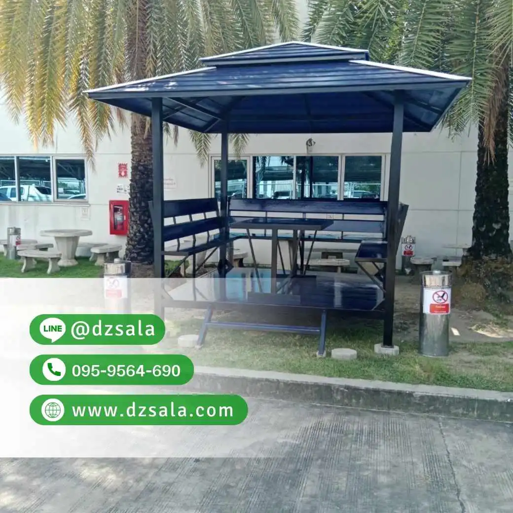 ซุ้มศาลาเหล้ก ศาลาโครงเหล็กราคาถูก ศาลาพักผ่อน 2×2 (16)