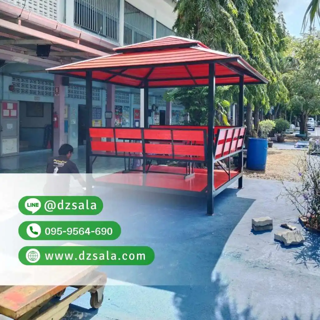 ซุ้มศาลาเหล้ก ศาลาโครงเหล็กราคาถูก ศาลาพักผ่อน 2×2 (19)