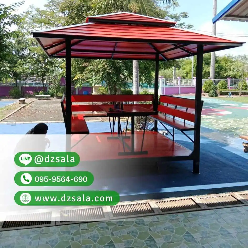 ซุ้มศาลาเหล้ก ศาลาโครงเหล็กราคาถูก ศาลาพักผ่อน 2×2 (20)