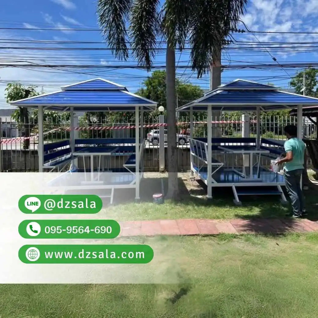 ซุ้มศาลาเหล้ก ศาลาโครงเหล็กราคาถูก ศาลาพักผ่อน 2×2 (21)
