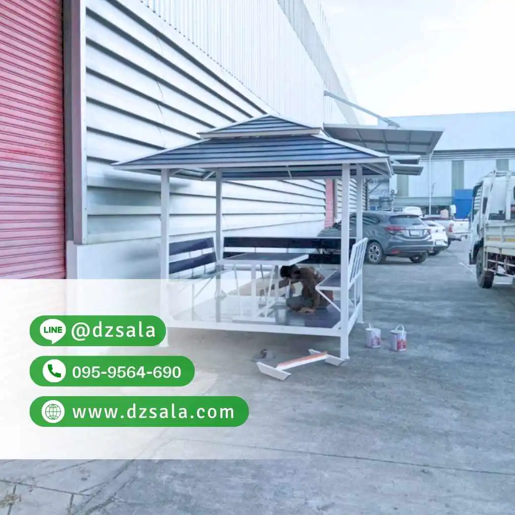 ซุ้มศาลาเหล้ก ศาลาโครงเหล็กราคาถูก ศาลาพักผ่อน 2×2 (22)