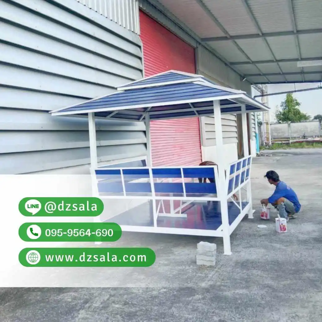 ซุ้มศาลาเหล้ก ศาลาโครงเหล็กราคาถูก ศาลาพักผ่อน 2×2 (23)