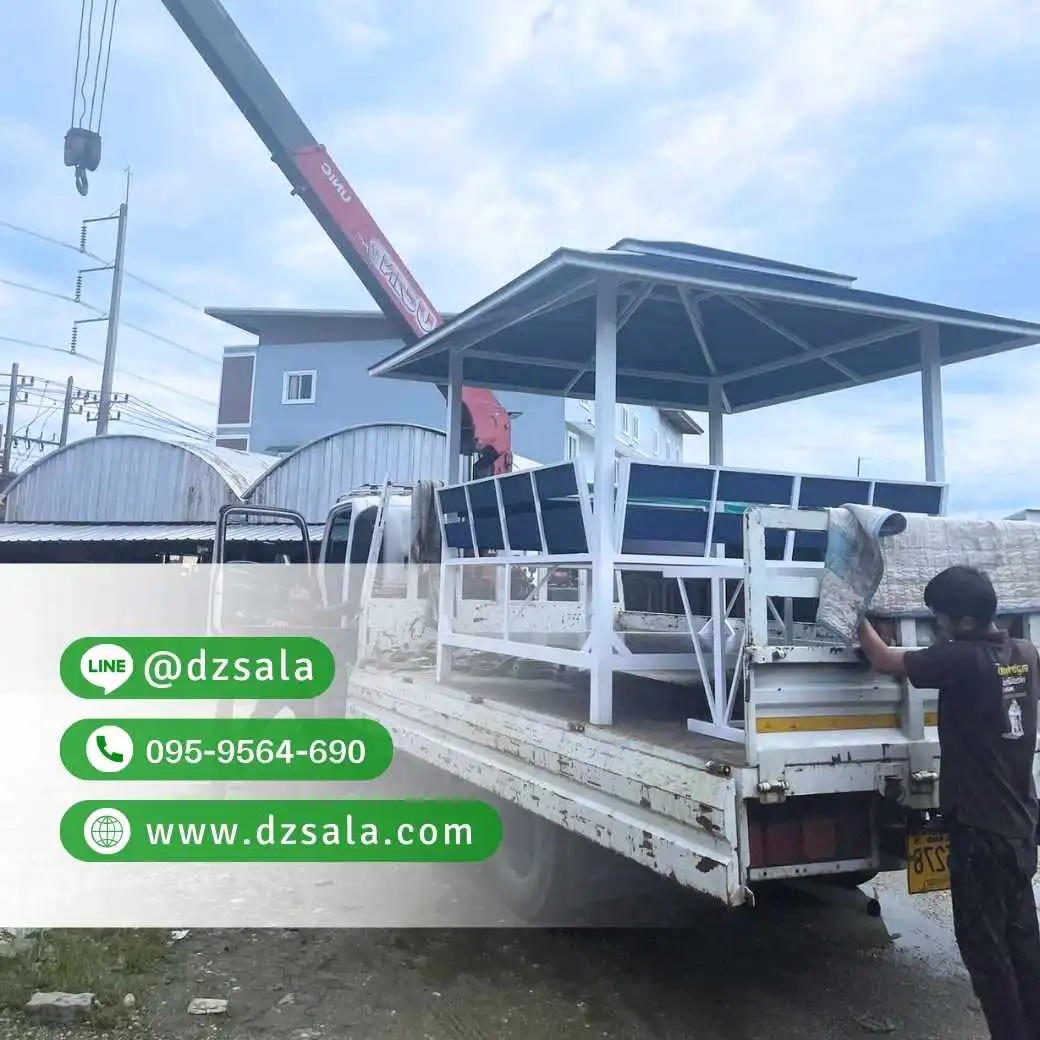 ซุ้มศาลาเหล้ก ศาลาโครงเหล็กราคาถูก ศาลาพักผ่อน 2×2 (24)