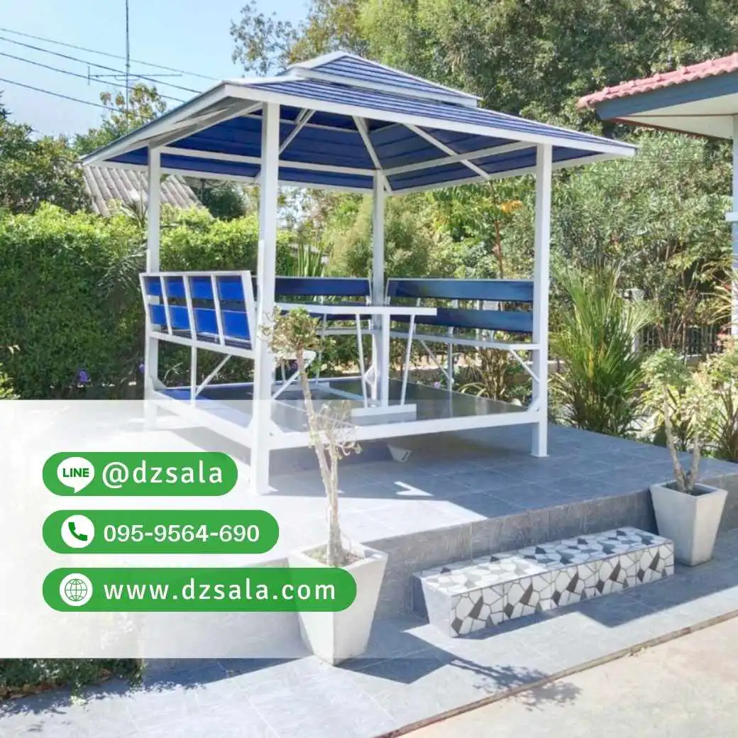 ซุ้มศาลาเหล้ก ศาลาโครงเหล็กราคาถูก ศาลาพักผ่อน 2×2 (25)