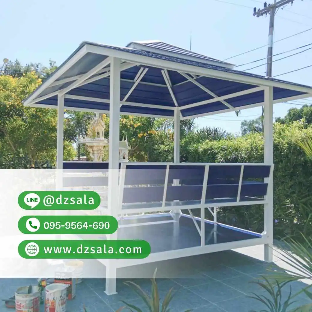 ซุ้มศาลาเหล้ก ศาลาโครงเหล็กราคาถูก ศาลาพักผ่อน 2×2 (27)