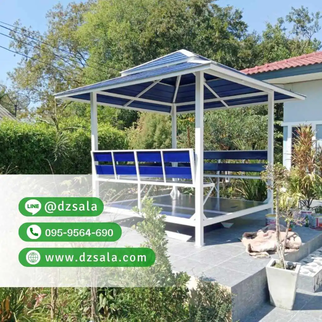 ซุ้มศาลาเหล้ก ศาลาโครงเหล็กราคาถูก ศาลาพักผ่อน 2×2 (28)