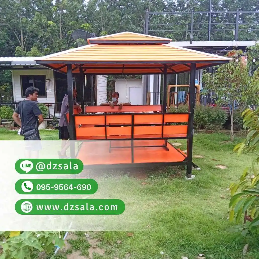 ซุ้มศาลาเหล้ก ศาลาโครงเหล็กราคาถูก ศาลาพักผ่อน 2×2 (31)