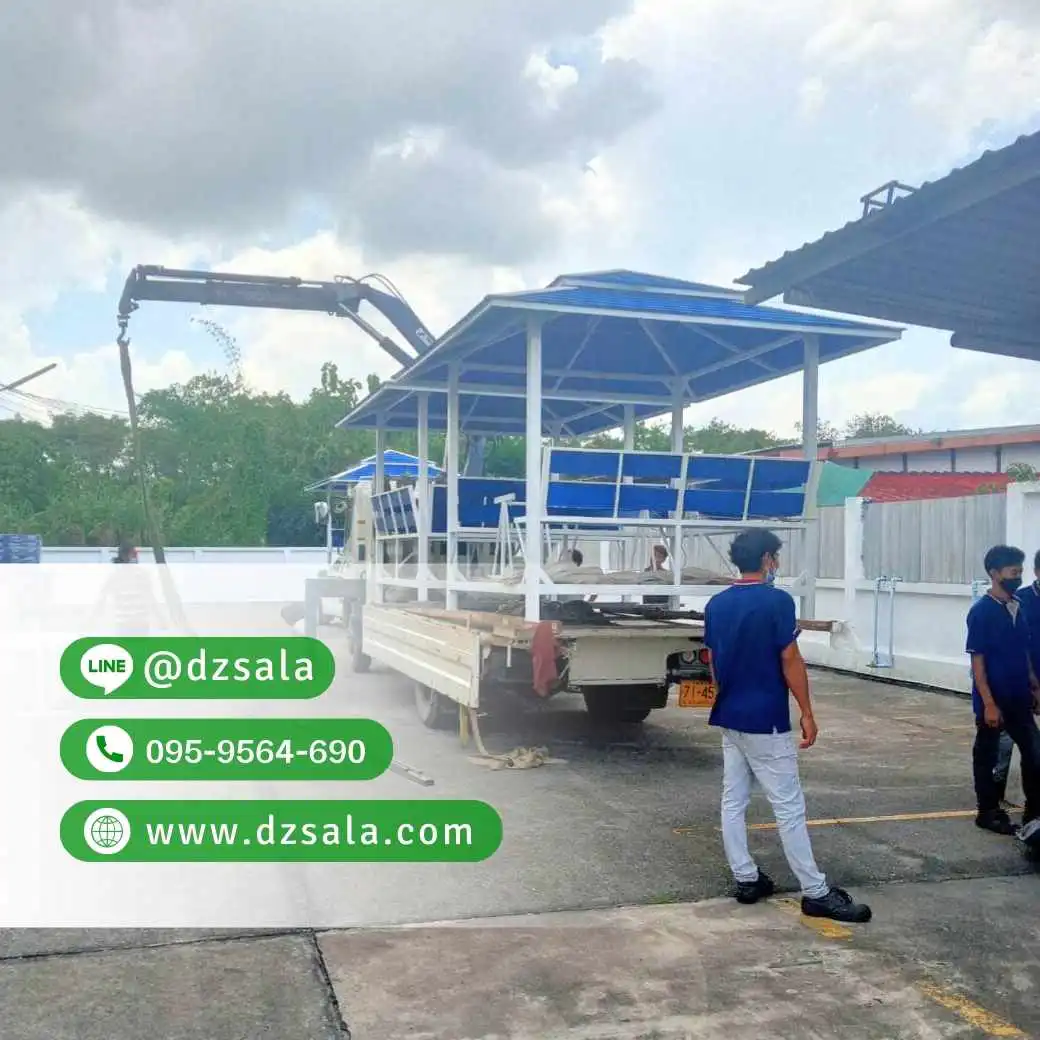 ซุ้มศาลาเหล้ก ศาลาโครงเหล็กราคาถูก ศาลาพักผ่อน 2×2 (4)