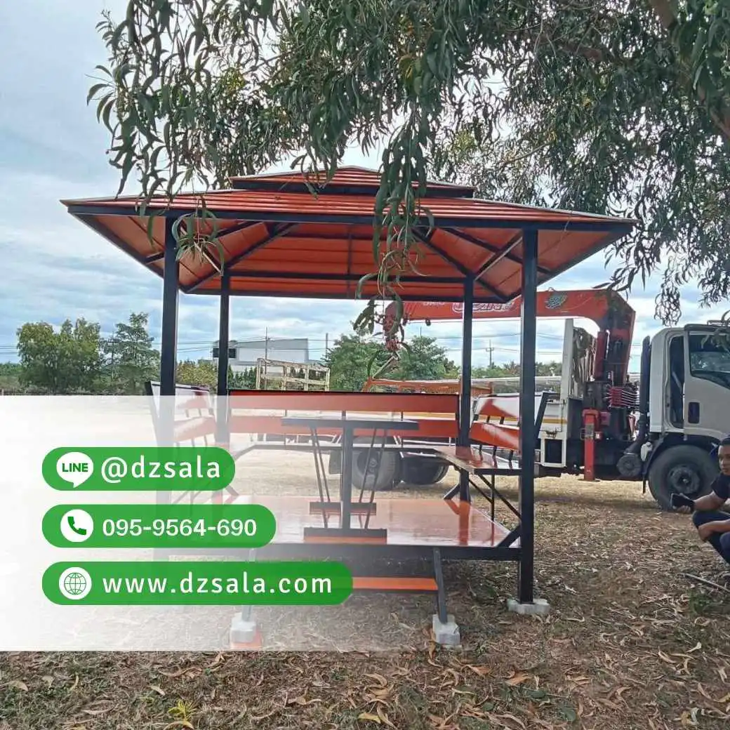ซุ้มศาลาเหล้ก ศาลาโครงเหล็กราคาถูก ศาลาพักผ่อน 2×2 (41)