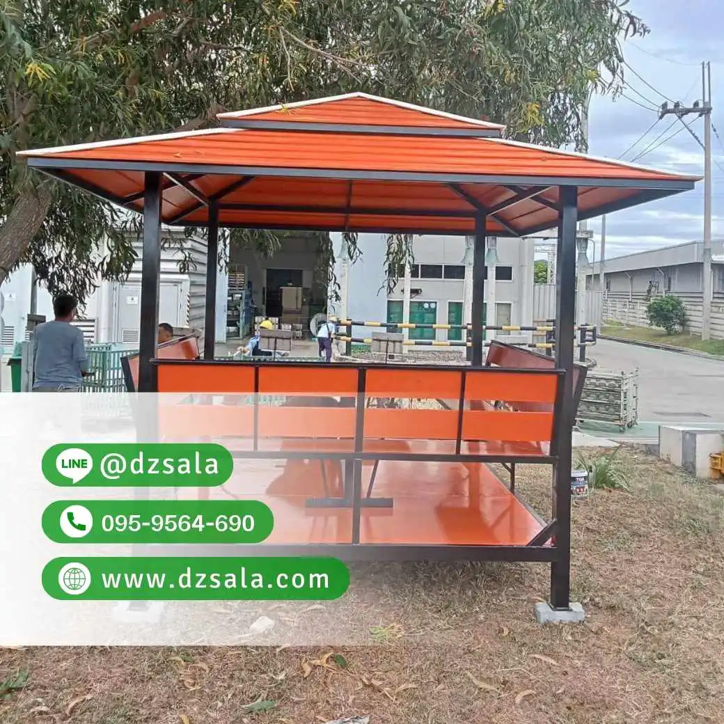 ซุ้มศาลาเหล้ก ศาลาโครงเหล็กราคาถูก ศาลาพักผ่อน 2×2 (42)