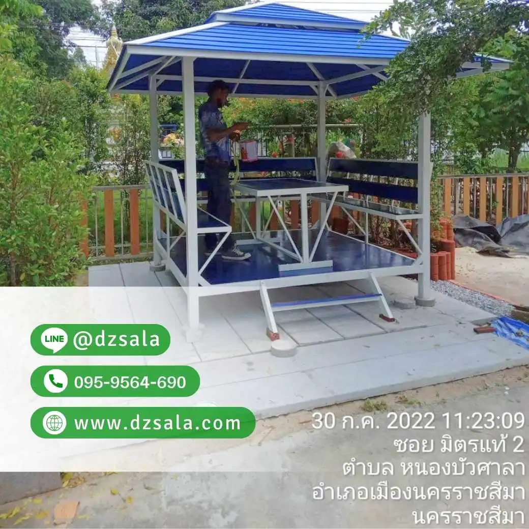 ซุ้มศาลาเหล้ก ศาลาโครงเหล็กราคาถูก ศาลาพักผ่อน 2×2 (46)