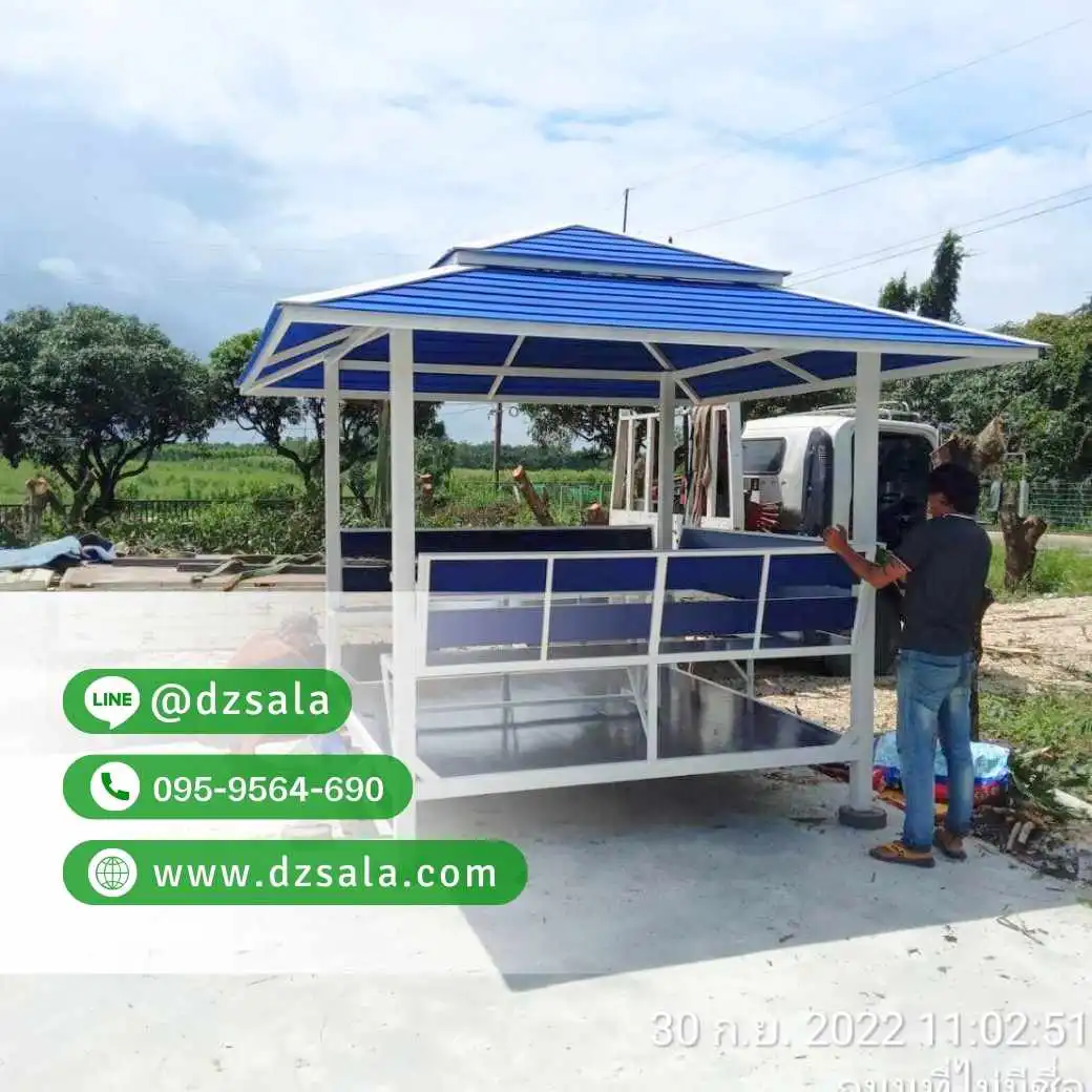 ซุ้มศาลาเหล้ก ศาลาโครงเหล็กราคาถูก ศาลาพักผ่อน 2×2 (54)