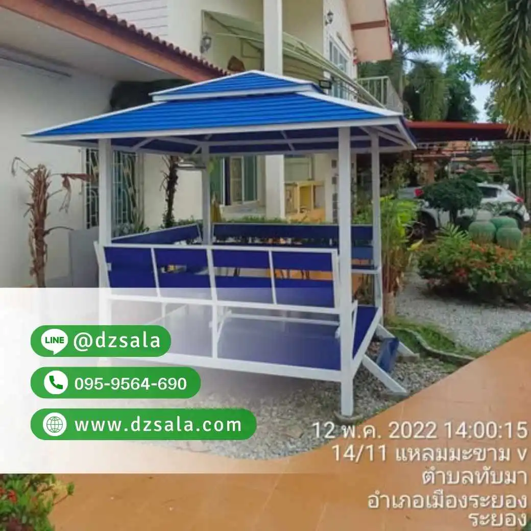 ซุ้มศาลาเหล้ก ศาลาโครงเหล็กราคาถูก ศาลาพักผ่อน 2×2 (57)