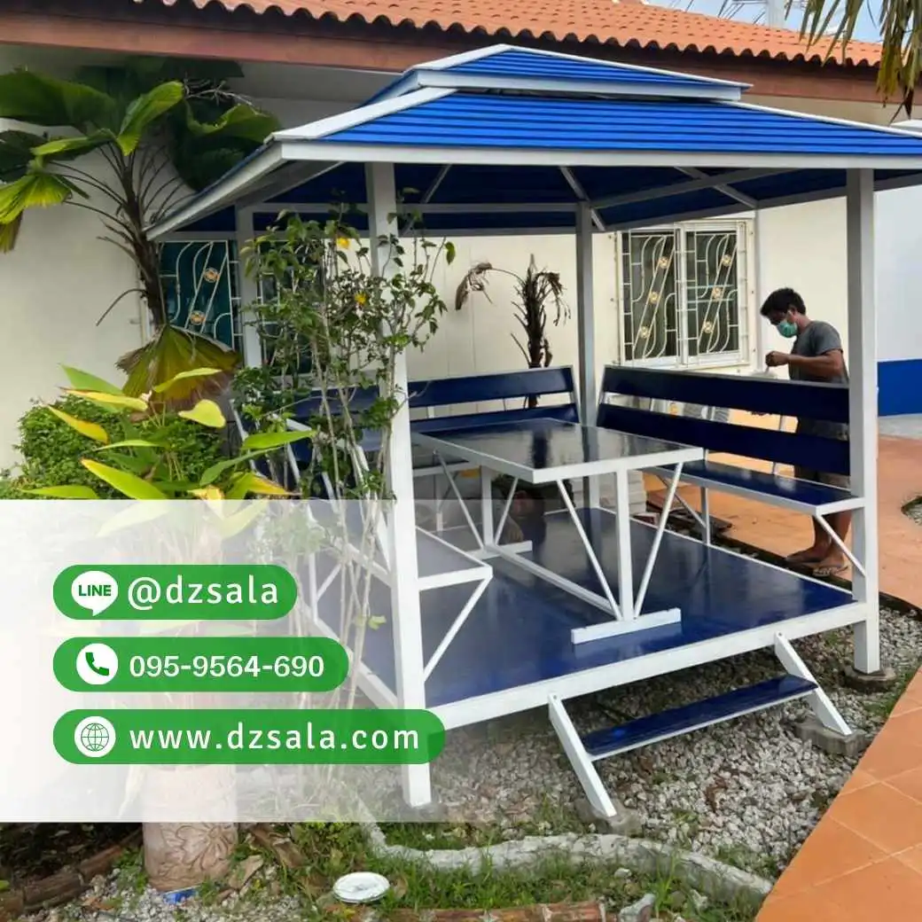 ซุ้มศาลาเหล้ก ศาลาโครงเหล็กราคาถูก ศาลาพักผ่อน 2×2 (58)
