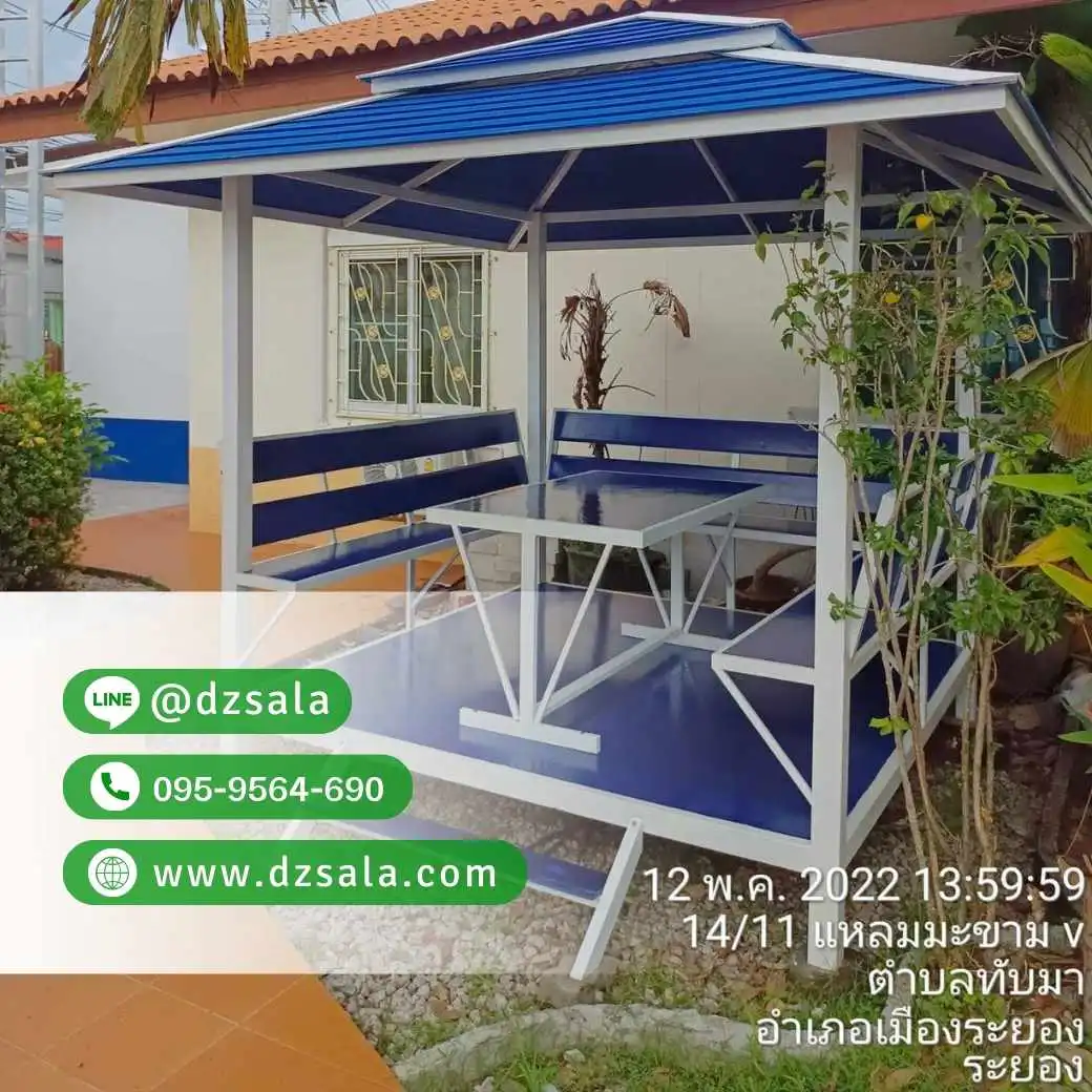 ซุ้มศาลาเหล้ก ศาลาโครงเหล็กราคาถูก ศาลาพักผ่อน 2×2 (59)