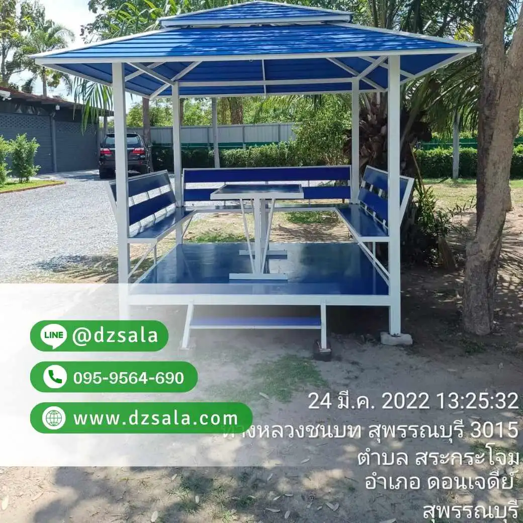 ซุ้มศาลาเหล้ก ศาลาโครงเหล็กราคาถูก ศาลาพักผ่อน 2×2 (61)
