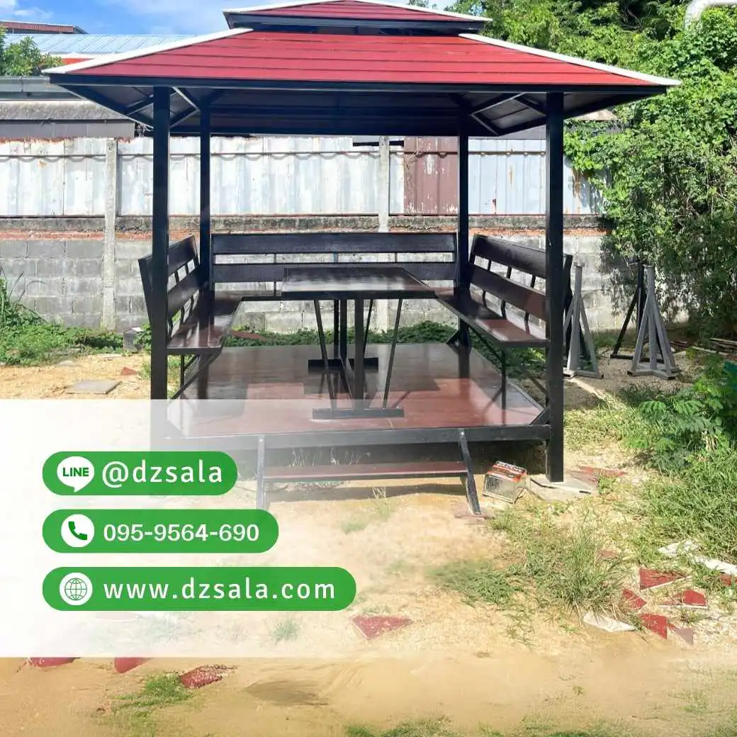 ซุ้มศาลาเหล้ก ศาลาโครงเหล็กราคาถูก ศาลาพักผ่อน 2×2 (64)